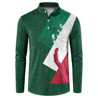 Dia de la Independencia de Mexico Button Sweatshirt 16 De Septiembre Traditional Aztec Tribal Green