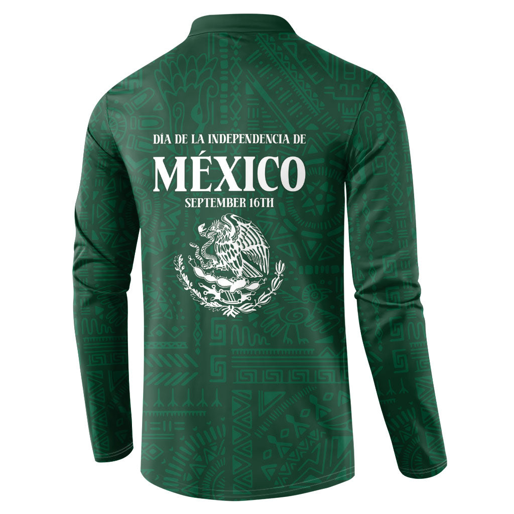 Dia de la Independencia de Mexico Button Sweatshirt 16 De Septiembre Traditional Aztec Tribal Green