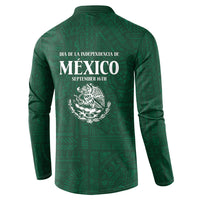 Dia de la Independencia de Mexico Button Sweatshirt 16 De Septiembre Traditional Aztec Tribal Green