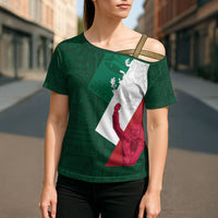 Dia de la Independencia de Mexico Cross Shoulder Shirt 16 De Septiembre Traditional Aztec Tribal Green