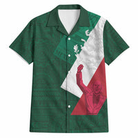 Dia de la Independencia de Mexico Hawaiian Shirt 16 De Septiembre Traditional Aztec Tribal Green