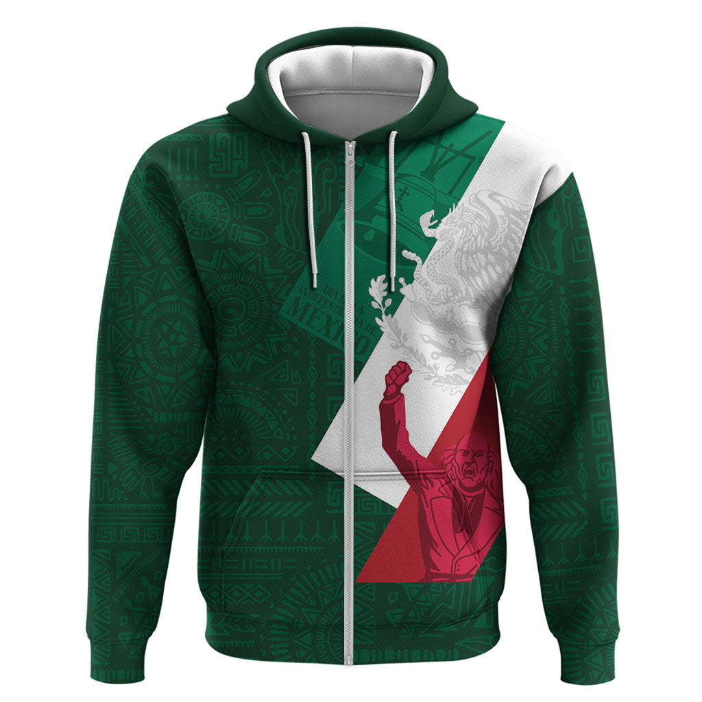 Dia de la Independencia de Mexico Hoodie 16 De Septiembre Traditional Aztec Tribal Green