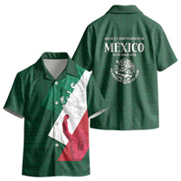 Dia de la Independencia de Mexico Kid Hawaiian Shirt 16 De Septiembre Traditional Aztec Tribal Green