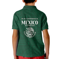 Dia de la Independencia de Mexico Kid Polo Shirt 16 De Septiembre Traditional Aztec Tribal Green