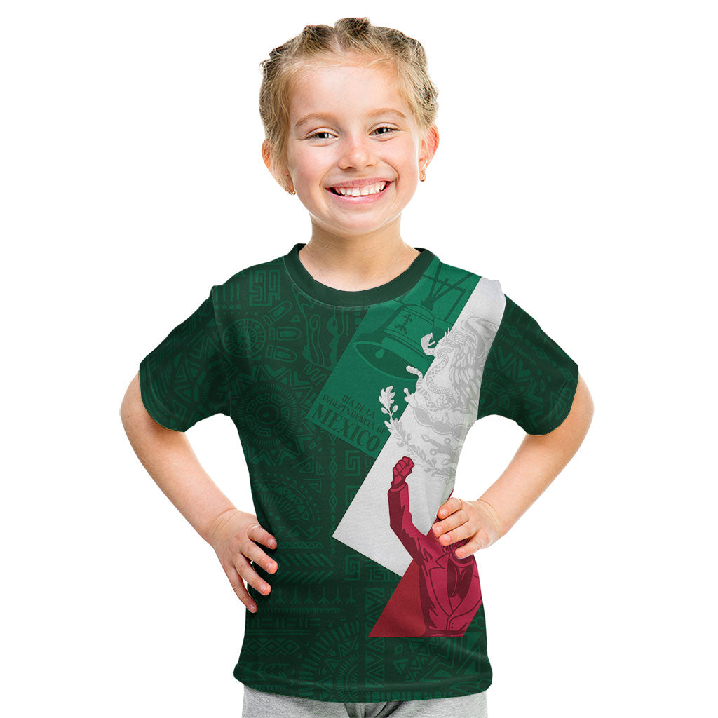 Dia de la Independencia de Mexico Kid T Shirt 16 De Septiembre Traditional Aztec Tribal Green