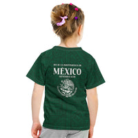 Dia de la Independencia de Mexico Kid T Shirt 16 De Septiembre Traditional Aztec Tribal Green