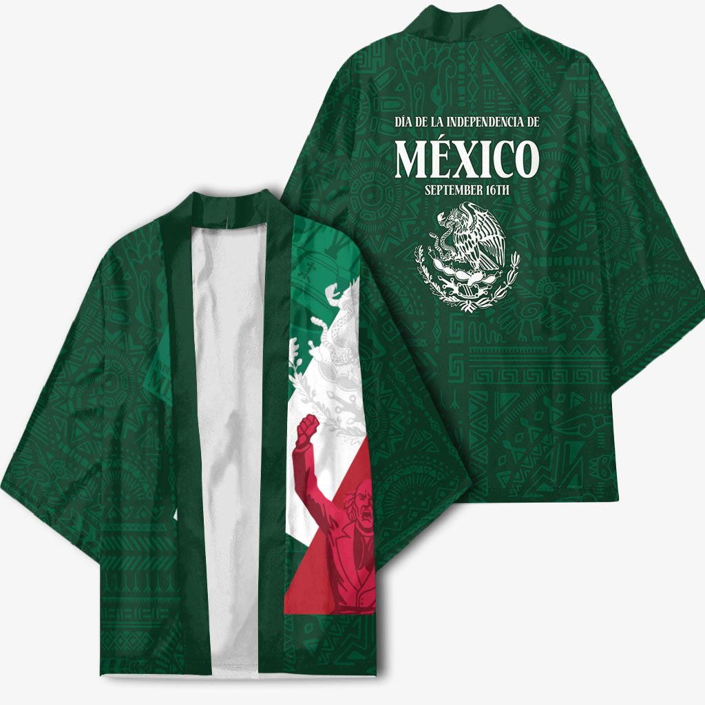 Dia de la Independencia de Mexico Kimono 16 De Septiembre Traditional Aztec Tribal Green