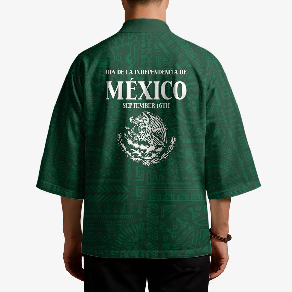 Dia de la Independencia de Mexico Kimono 16 De Septiembre Traditional Aztec Tribal Green