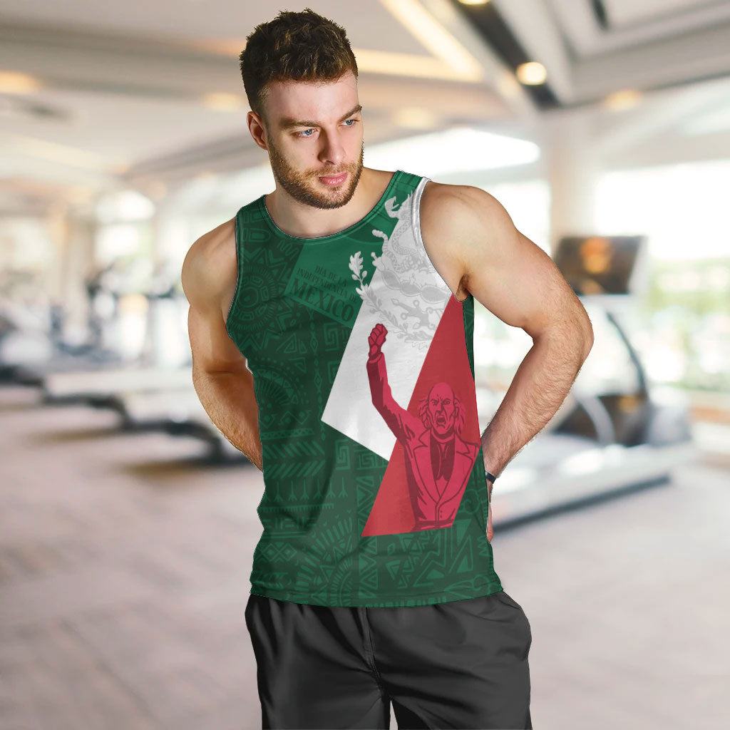 Dia de la Independencia de Mexico Men Tank Top 16 De Septiembre Traditional Aztec Tribal Green