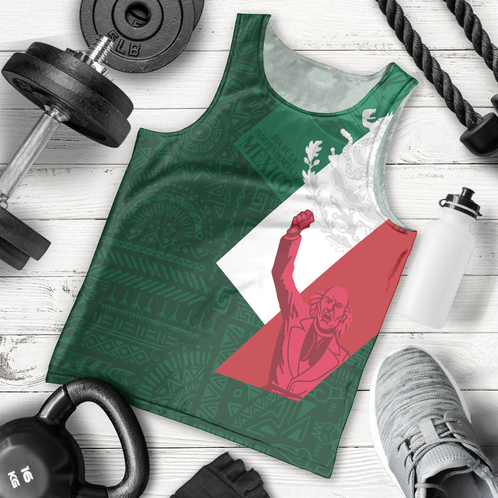 Dia de la Independencia de Mexico Men Tank Top 16 De Septiembre Traditional Aztec Tribal Green