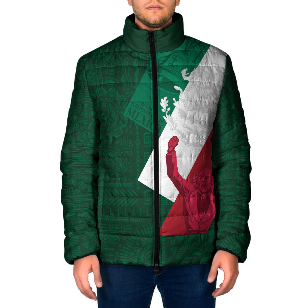Dia de la Independencia de Mexico Padded Jacket 16 De Septiembre Traditional Aztec Tribal Green