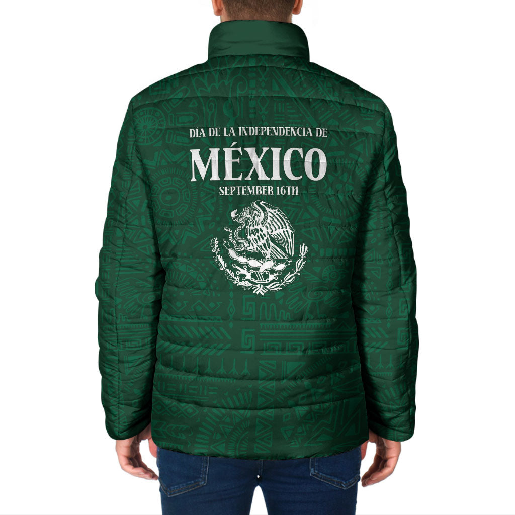 Dia de la Independencia de Mexico Padded Jacket 16 De Septiembre Traditional Aztec Tribal Green