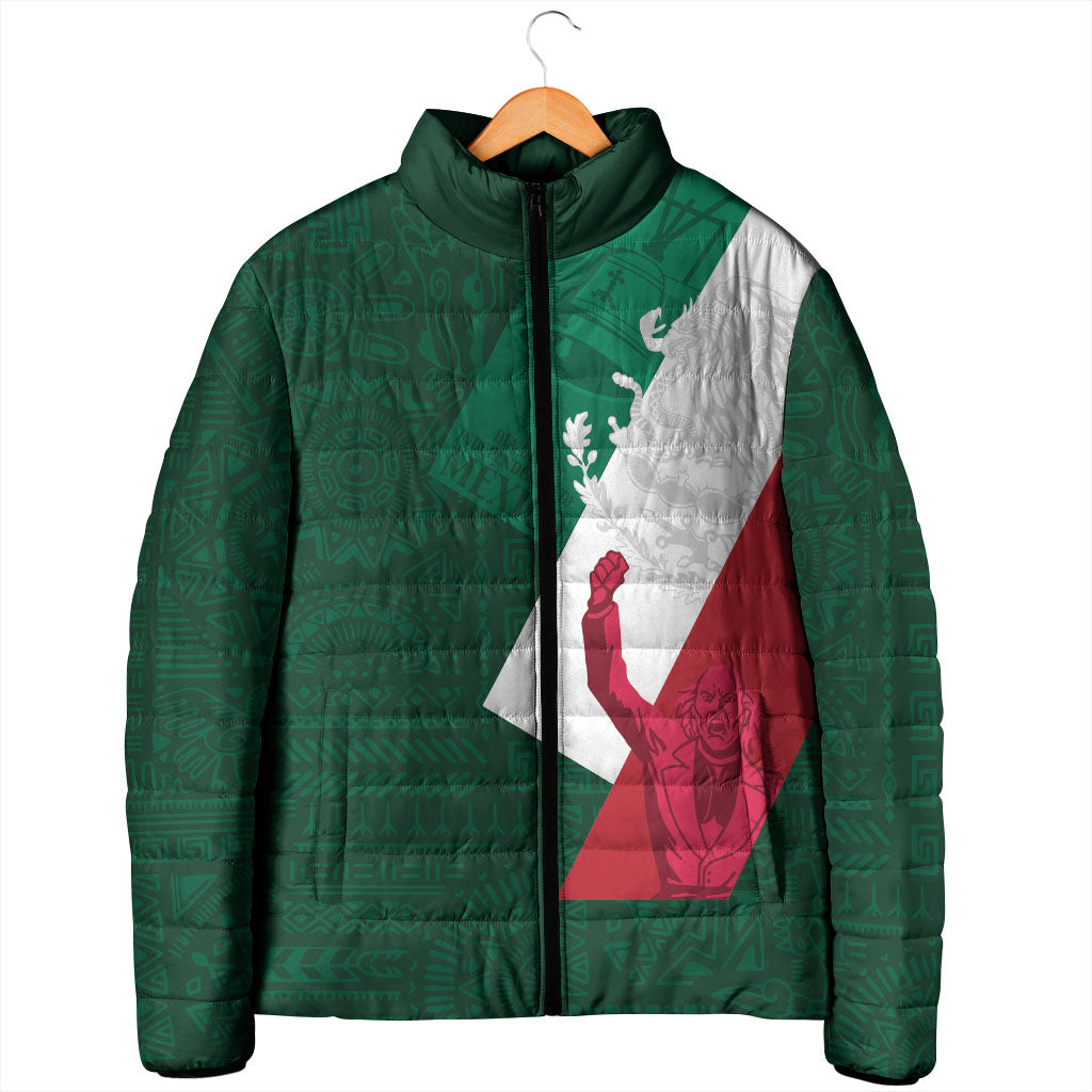 Dia de la Independencia de Mexico Padded Jacket 16 De Septiembre Traditional Aztec Tribal Green