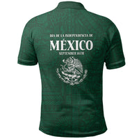 Dia de la Independencia de Mexico Polo Shirt 16 De Septiembre Traditional Aztec Tribal Green