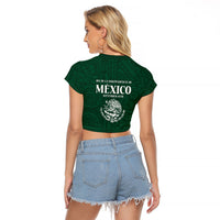 Dia de la Independencia de Mexico Raglan Cropped T Shirt 16 De Septiembre Traditional Aztec Tribal Green