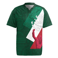 Dia de la Independencia de Mexico Rugby Jersey 16 De Septiembre Traditional Aztec Tribal Green