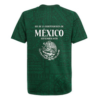 Dia de la Independencia de Mexico Rugby Jersey 16 De Septiembre Traditional Aztec Tribal Green