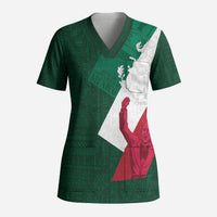 Dia de la Independencia de Mexico Scrub Top 16 De Septiembre Traditional Aztec Tribal Green