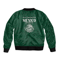 Dia de la Independencia de Mexico Sleeve Zip Bomber Jacket 16 De Septiembre Traditional Aztec Tribal Green