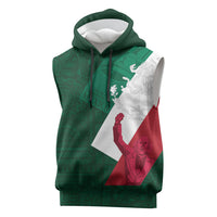 Dia de la Independencia de Mexico Sleeveless Hoodie 16 De Septiembre Traditional Aztec Tribal Green