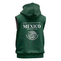 Dia de la Independencia de Mexico Sleeveless Zip Hoodie 16 De Septiembre Traditional Aztec Tribal Green