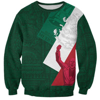 Dia de la Independencia de Mexico Sweatshirt 16 De Septiembre Traditional Aztec Tribal Green
