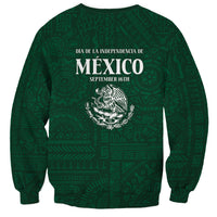 Dia de la Independencia de Mexico Sweatshirt 16 De Septiembre Traditional Aztec Tribal Green