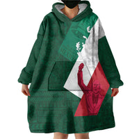 Dia de la Independencia de Mexico Wearable Blanket Hoodie 16 De Septiembre Traditional Aztec Tribal Green