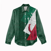 Dia de la Independencia de Mexico Women Casual Shirt 16 De Septiembre Traditional Aztec Tribal Green
