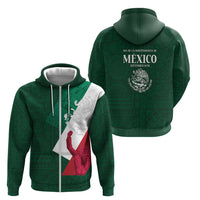 Dia de la Independencia de Mexico Zip Hoodie 16 De Septiembre Traditional Aztec Tribal Green