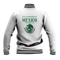 Dia de la Independencia de Mexico Baseball Jacket 16 De Septiembre Traditional Aztec Tribal White