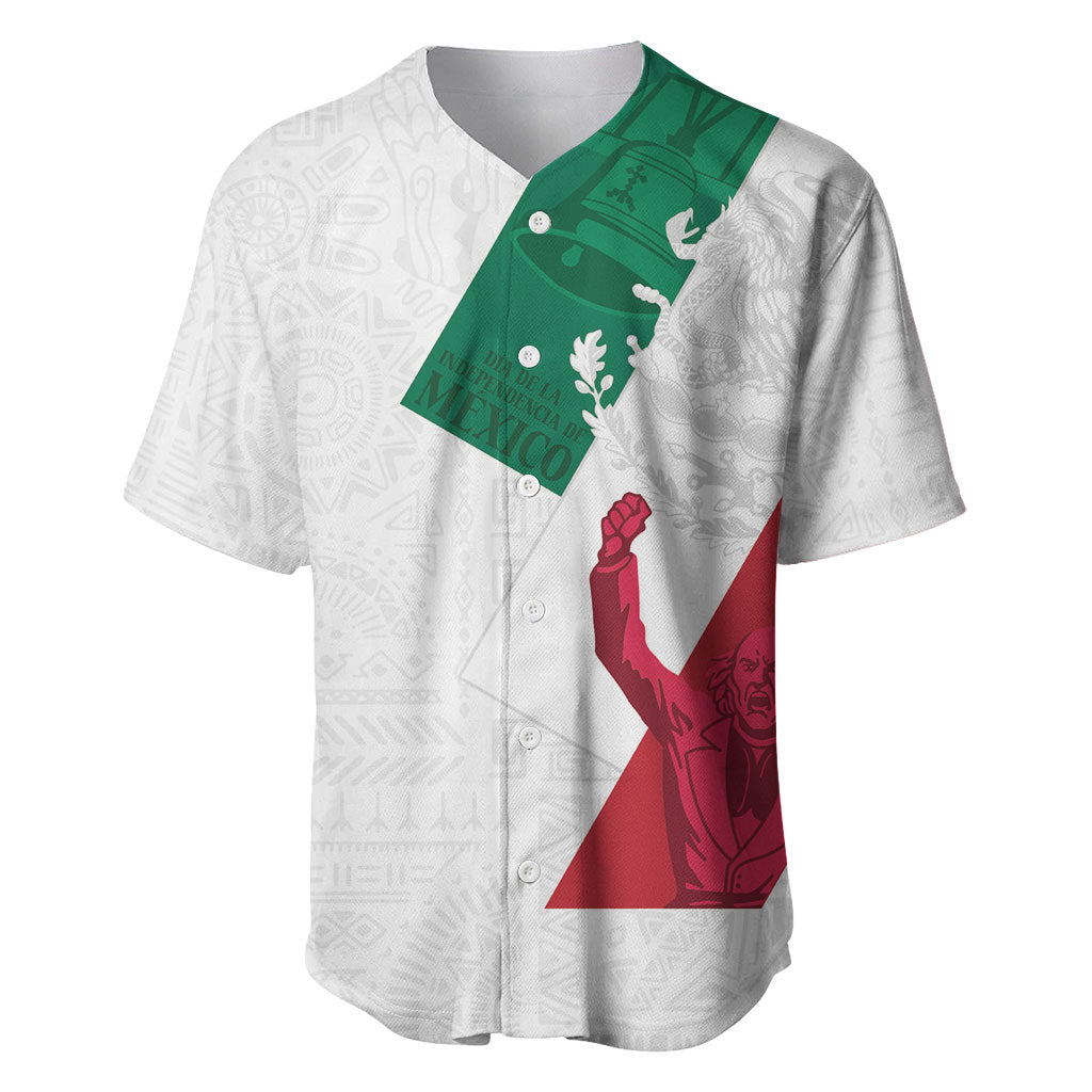 Dia de la Independencia de Mexico Baseball Jersey 16 De Septiembre Traditional Aztec Tribal White