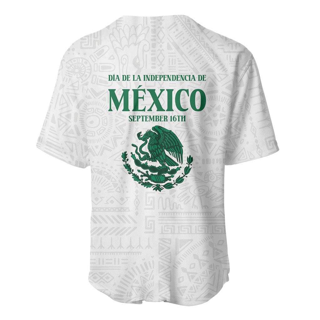 Dia de la Independencia de Mexico Baseball Jersey 16 De Septiembre Traditional Aztec Tribal White