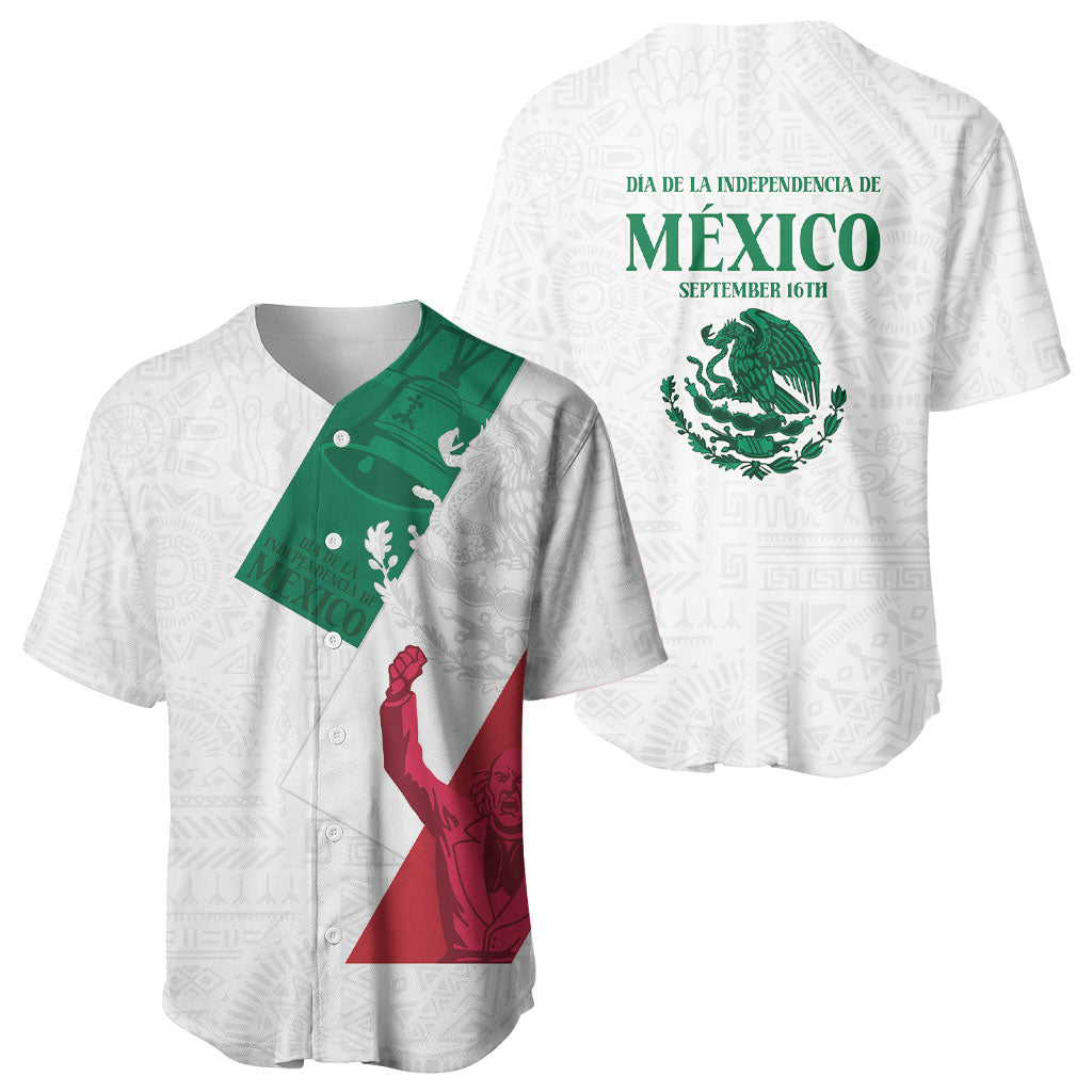 Dia de la Independencia de Mexico Baseball Jersey 16 De Septiembre Traditional Aztec Tribal White