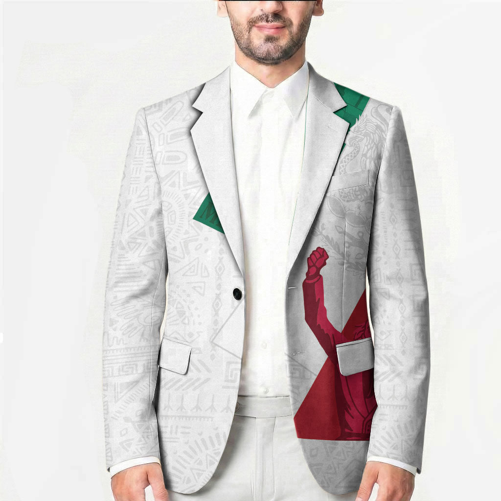 Dia de la Independencia de Mexico Blazer 16 De Septiembre Traditional Aztec Tribal White