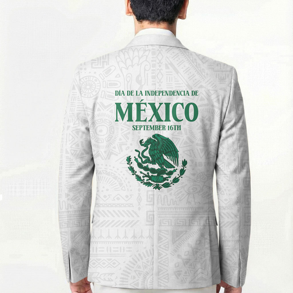 Dia de la Independencia de Mexico Blazer 16 De Septiembre Traditional Aztec Tribal White