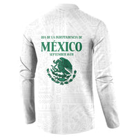 Dia de la Independencia de Mexico Button Sweatshirt 16 De Septiembre Traditional Aztec Tribal White