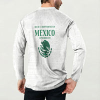 Dia de la Independencia de Mexico Button Sweatshirt 16 De Septiembre Traditional Aztec Tribal White