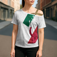 Dia de la Independencia de Mexico Cross Shoulder Shirt 16 De Septiembre Traditional Aztec Tribal White
