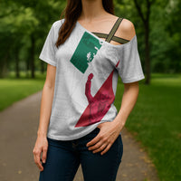 Dia de la Independencia de Mexico Cross Shoulder Shirt 16 De Septiembre Traditional Aztec Tribal White
