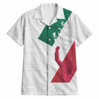 Dia de la Independencia de Mexico Hawaiian Shirt 16 De Septiembre Traditional Aztec Tribal White
