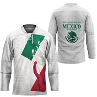 Dia de la Independencia de Mexico Hockey Jersey 16 De Septiembre Traditional Aztec Tribal White