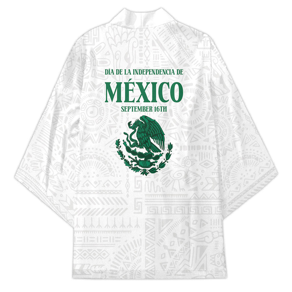 Dia de la Independencia de Mexico Kimono 16 De Septiembre Traditional Aztec Tribal White