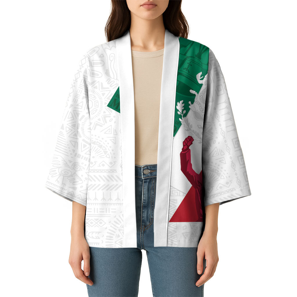 Dia de la Independencia de Mexico Kimono 16 De Septiembre Traditional Aztec Tribal White