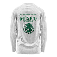 Dia de la Independencia de Mexico Long Sleeve Shirt 16 De Septiembre Traditional Aztec Tribal White
