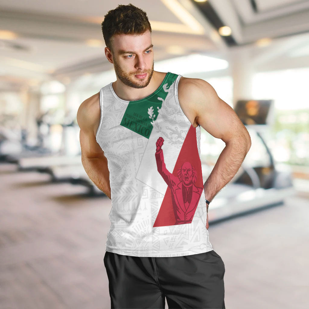 Dia de la Independencia de Mexico Men Tank Top 16 De Septiembre Traditional Aztec Tribal White