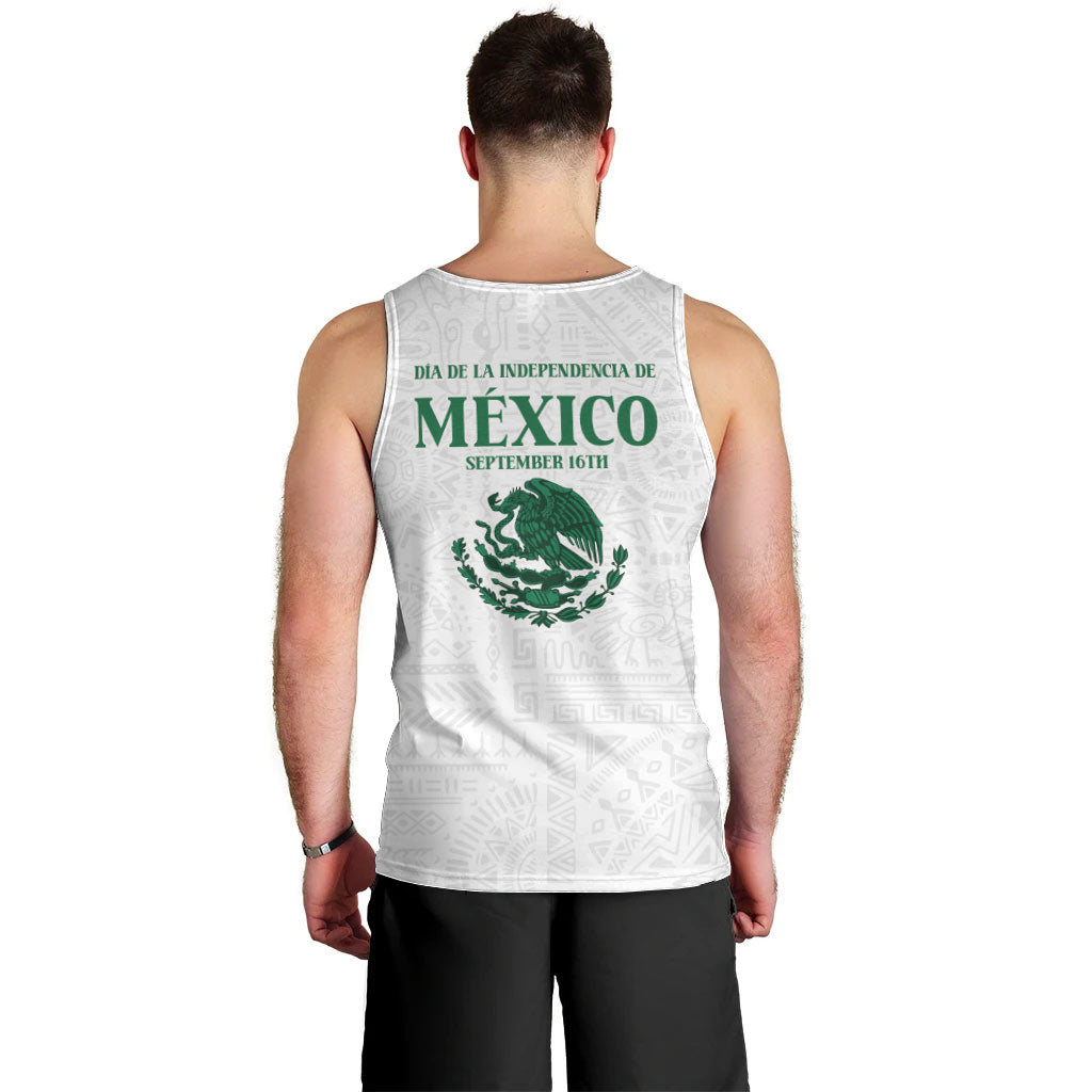 Dia de la Independencia de Mexico Men Tank Top 16 De Septiembre Traditional Aztec Tribal White
