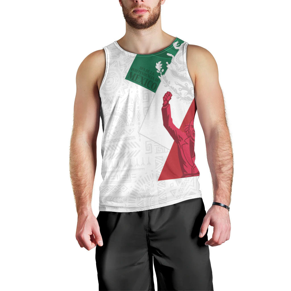 Dia de la Independencia de Mexico Men Tank Top 16 De Septiembre Traditional Aztec Tribal White