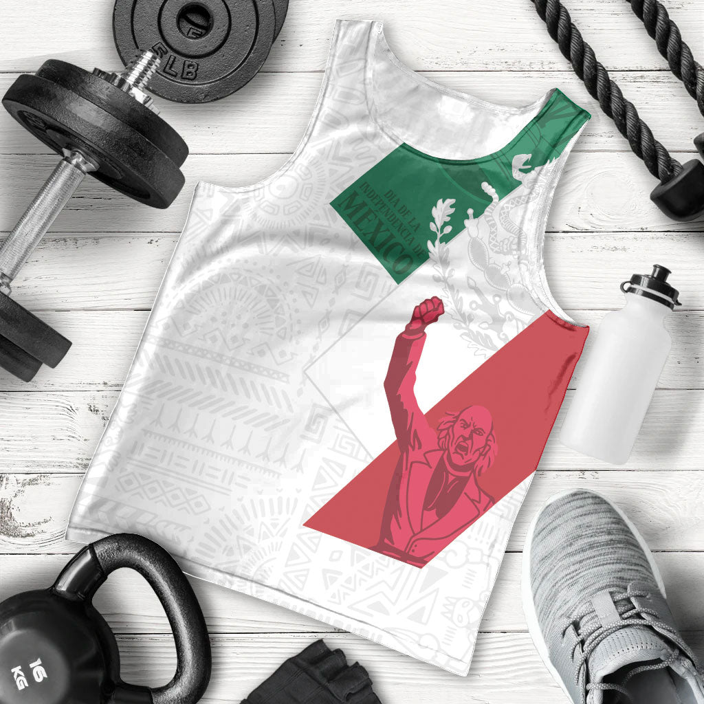 Dia de la Independencia de Mexico Men Tank Top 16 De Septiembre Traditional Aztec Tribal White