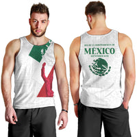 Dia de la Independencia de Mexico Men Tank Top 16 De Septiembre Traditional Aztec Tribal White